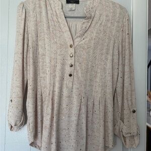 Chic Beige Button-Up Women's Blouse